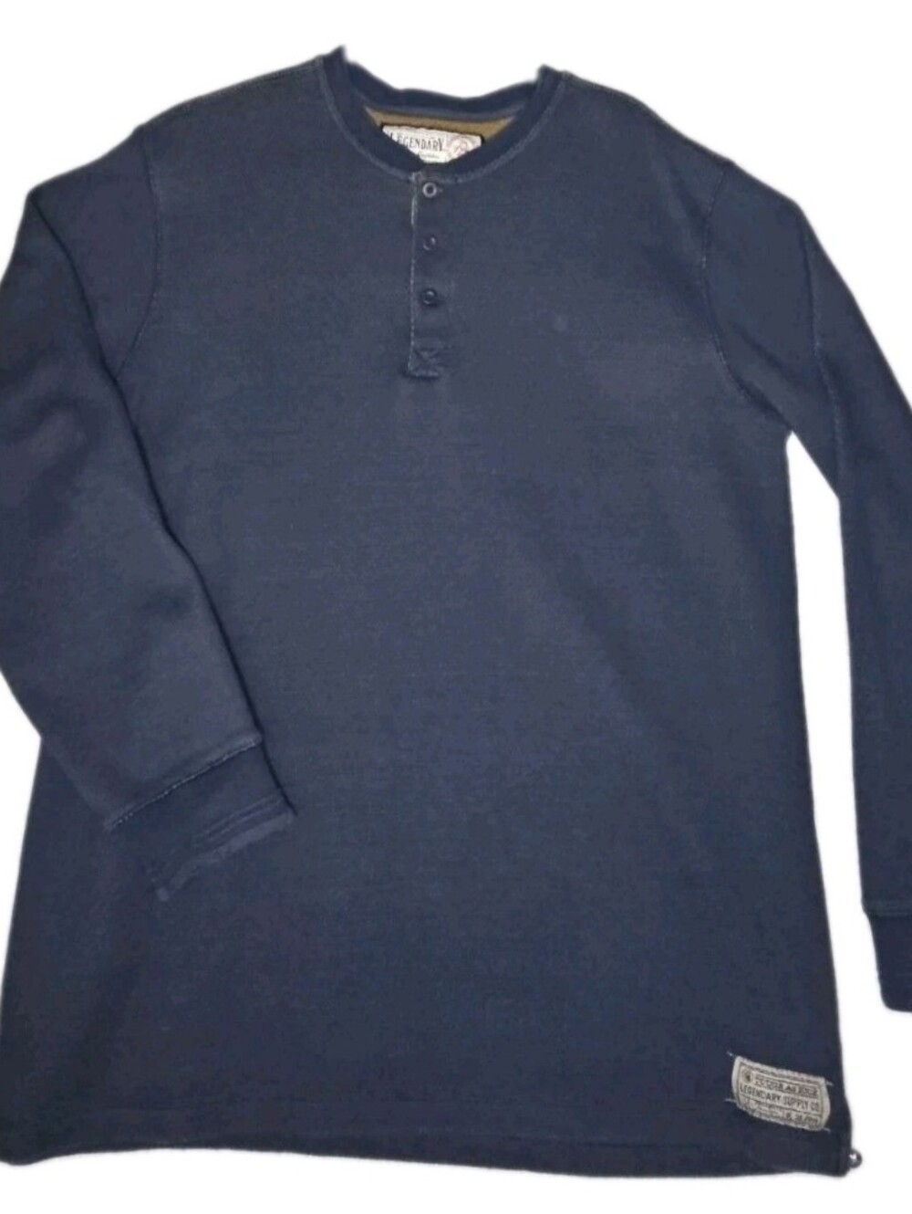 Legendary Hunting Outfitters Thermal Henley Long Sleeve Shirt Blue Very Warm